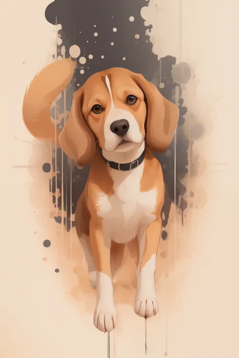 (Best Quality, Masterpiece, RAW photo,Ultra-detailed:1.2), Beagle,独奏,looking a viewer, (vector art:1.2), minimalism, Sy3,
