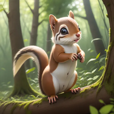 start with a small squirrel, a heartwarming story is about to unfold。in the beautiful forest, a cute little squirrel lives there...