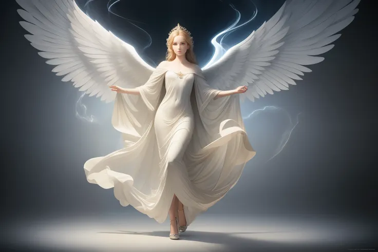 (((fullbody))) angelic delight, born of light, winged angels, heaven sent, masterpiece, highly detailed, photorealistic, high re...