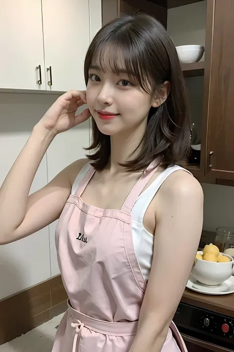 a woman is cooking、(kitchin_Apron:1.Wear 3)、Good Hand、4K、hight resolution、​masterpiece、top-quality、Cap:1.3、((Hasselblad photo))、Fine skin、foco nítido、(lighting like a movie)、Soft lighting、dynamic ungle、[:(详细的脸:1.2):0.2]、Medium chest、sweats streamed skin:1....