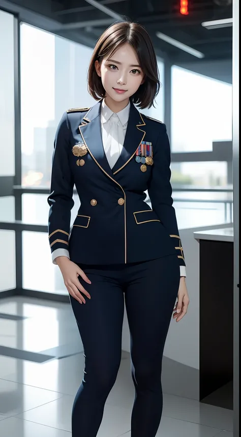 (RAW photos,HighestQuali),Full body like,The uniform of a flight attendant,(realisticlying,realisticlying:1.3),HighestQuali,tmasterpiece,Very fine and beautiful,highly detailed,CG,unified,2k wallpaper,Wonderful,beautifuldetails,tmasterpiece,dynamicposes,H...