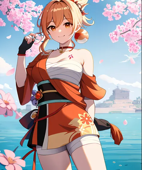 （（tmasterpiece））， （best qualtiy：1.7）， （A detailed：1.4）， （A high resolution：1.4）， 8k， （a color：1.5）， 2D， A high resolution， Sharp images， 4K， k hd， yoimiya（genshinimpact）， Next round，  nail polish， bandaged leg，， Tattooed with， one finger glove， Fingerless ...