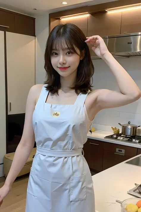 a woman is cooking、(kitchin_apron:1.wear 3)、good hand、4k、hight resolution、​masterpiece、top-quality、cap:1.3、((hasselblad photo))、...