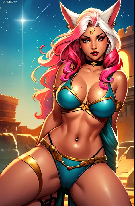 masterpiece, best quality, 1girl, red lips, solo, detailed eyes, eyeliner, curly hair, multicolored hair, white hair, auburn hair, two-tone hair, ombre , Anna Lebeau, bangs, side lighting, best illustration, ((1girl)) masterpiece, highest quality, (perfect...