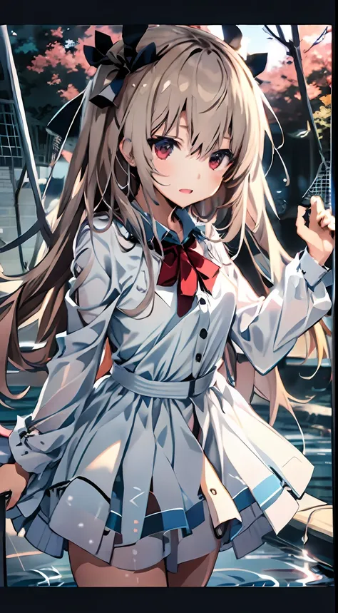 Anime girl in white dress，Long hair and bow tie, Smooth anime CG art, Beautiful Anime High School Girls, Official artwork, anime visual of a cute girl, style of anime4 K, anime best girl, up of young anime girl, High quality anime art style, 4k manga wallp...