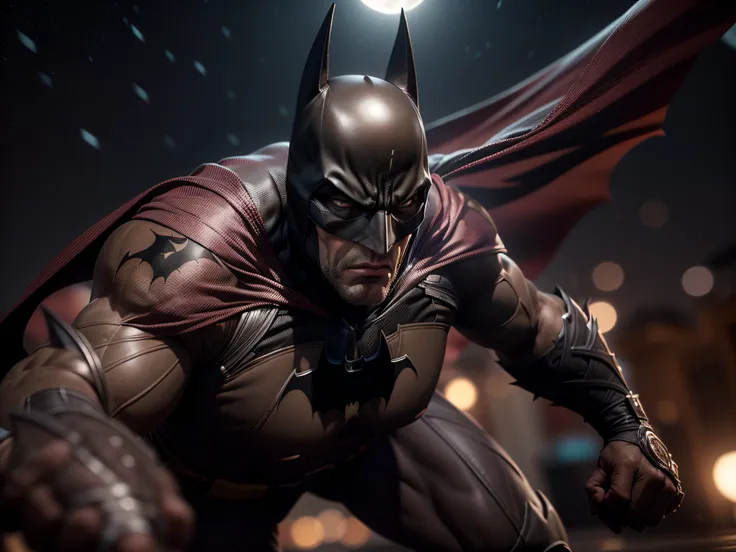 close a powerful threat, the imposing appearance of the brown batman fight in poses, menacing stare, ricamente detalhado, hiper ...