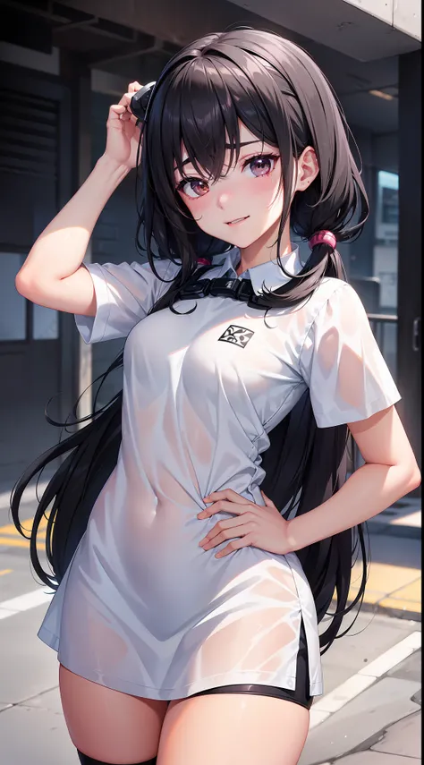 a girl with short hair