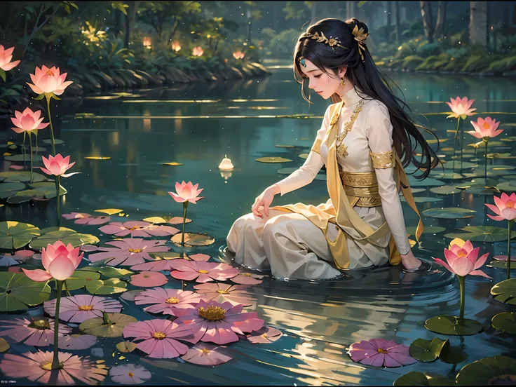 cut a period of time and flow slowly
it flowed into the moonlight and rippled slightly
play a small lotus with a faint fragrance...