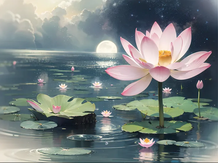 cut a period of time and flow slowly
it flowed into the moonlight and rippled slightly
play a small lotus with a faint fragrance...