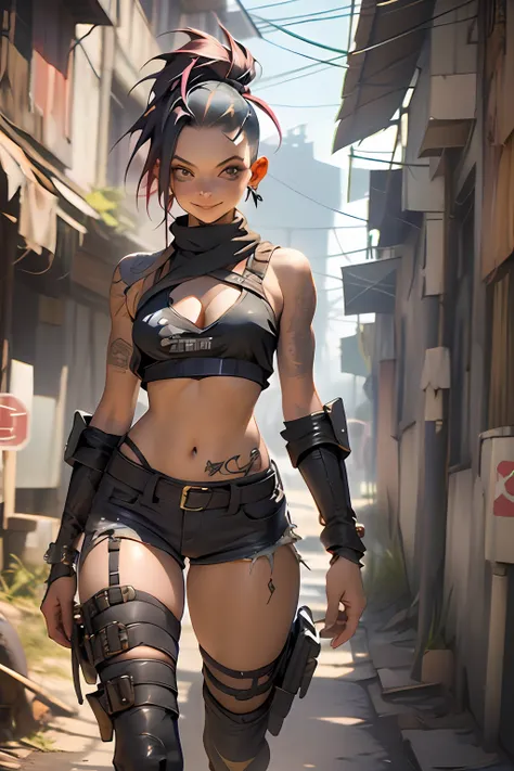 ((( corpo inteiro ))), master part, best quality, super detalhe, 8k, mulher linda, Tank Girl com cara de maluca, sorriso malicioso , (((corpo inteiro))), cabelo moicano colorido, garota punk, post-apocalyptic world, (( menina do tanque )), Nijistyle, roupa...
