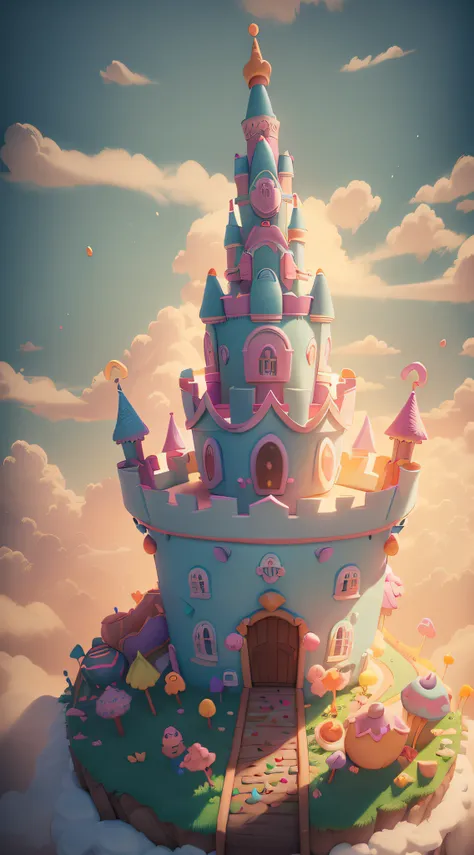 (f/2.4:1.2) (cute:1.3) (joyful:1.2) (colorful:1.2) (vibrant:1.2) (vivid:1.2) (a funny crooked castle 🏰 made with donuts:1.3) (ca...