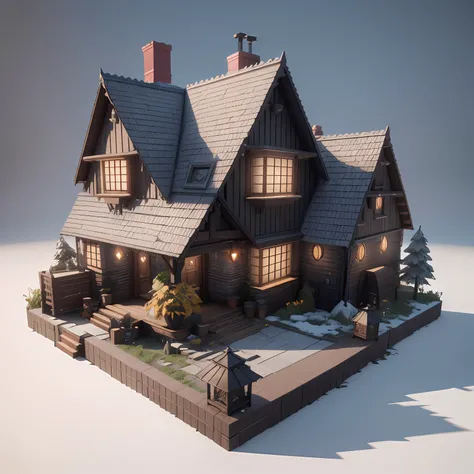 Isometric perspective,whitebackground,3D Rendering,realistic style,The Wizard's House,vray render,Art Station, hiquality, Ultra-high-definition details,Concept design,Monomer Building,cinematiclight, Very High Definition, High Details, 8K, hyper realistic, high detail, Cinematic, 35mm lens, f/ 1. 8, Global Illumination,Realistic lighting,unreal engine rendering,3D-субстанция, Octane rendering,(HDR:1.3)