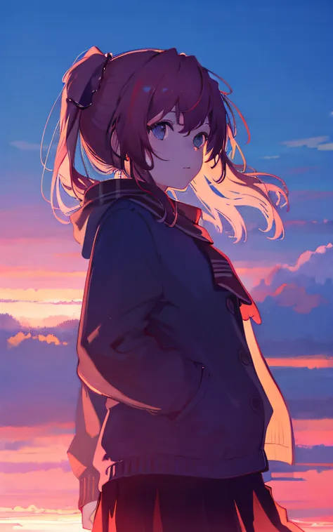 1girl, the sunset,