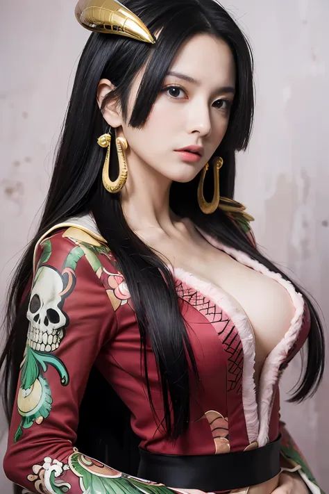 (((masterpiece+best quality+high resolution+ultra-detailed))), boa hancock, long silky black hair, high nose, sharp eyes, noble ...