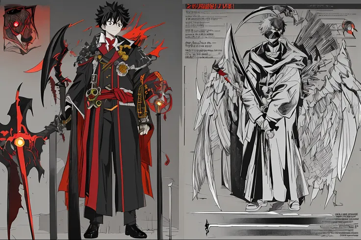 masterpiece, best quality, Izuku Midoriya, with a menacing appearance, stands confidently on a hill of gravestones, donned in a dark robe and a plague doctors mask. His grip tightens around a scythe in one hand, while in the other, he holds a crimson moon,...