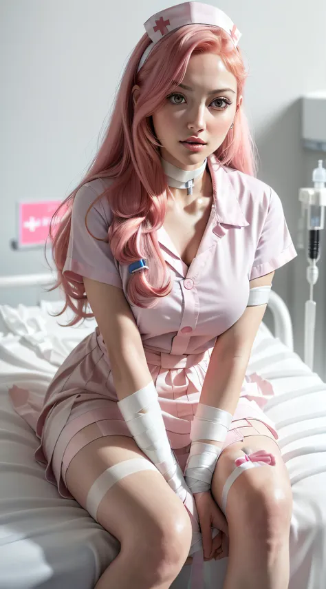 (close_up:1.6) low_angle (low_angle_shot:1.7), (long_skirt:1.3),(flirty:1.4) (tongue_out:1.3) infirmary (nurse_girl:1.5),  (red_...