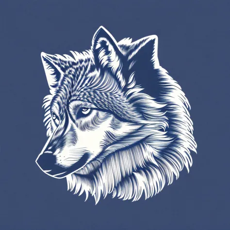 logo with team wolves writing, wolf line art logo, black and dark blue background, bright blue, minimal and solid — wolves --aut...