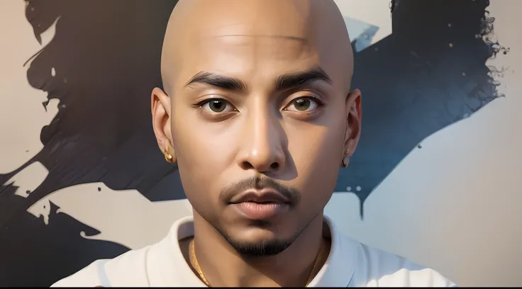 1rapper with Bald hair, modern all-white clothing with black stripes(H R Gigger), fog, detailed and realistic image, amazing composition with vintage scenery with abstract shapes, abstract minimalist background with tentacles, melt, drip, yoshitomo nara:1....