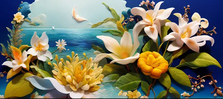 melhor qualidade, obra-prima, ultra alta res, foto realista: 1.4, surrealismo, oniric, stephanotis floresce, arte abstrata, bord...