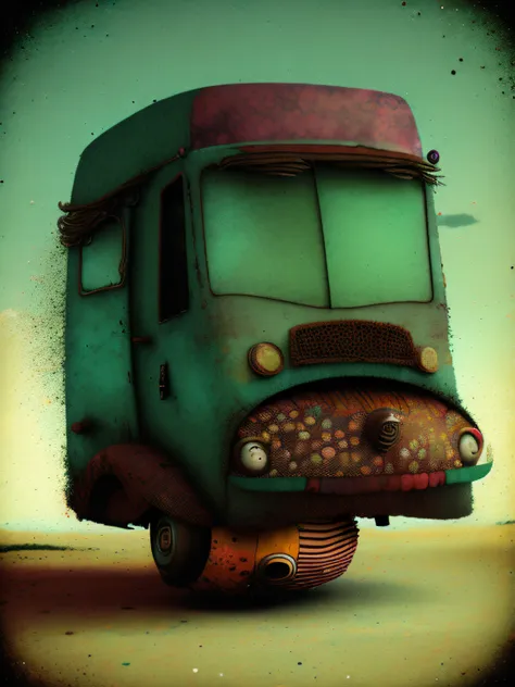 A strange vehicle on the road, colorido, punk, feliz, optimista, Don Hertzfeldt, El Bosco, Gabriel Pacheco
