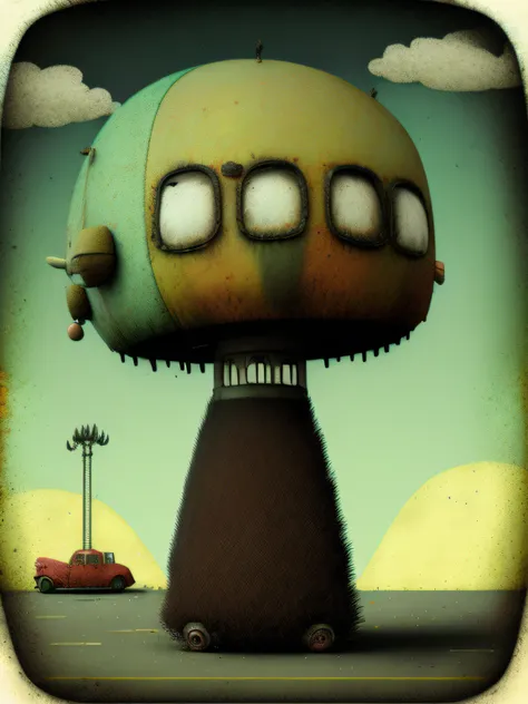A strange vehicle on the road, colorido, punk, feliz, optimista, Don Hertzfeldt, El Bosco, Gabriel Pacheco