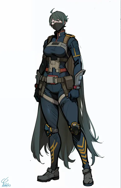 My Hero Academia style, anime Girl, female, wide hips, wide thighs, large breast, Hero suit, full body suit,