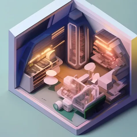 duskametrik isometric cutaway of a 1980s vaporwave poster cinematic lighting bokeh vaporwave elements  incredibly detailed duskametrik