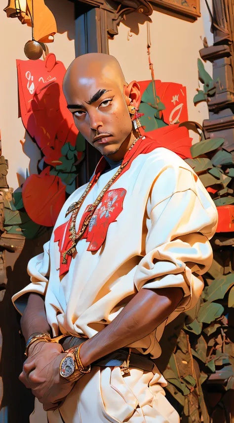 1rapper with Bald hair photo of (4nn4t4tu:0.99), a woman as a movie star, modelshoot style, (extremely detailed CG unity 8k wallpaper), photo of the most beautiful artwork in the world, professional majestic oil painting by Ed Blinkey, Atey Ghailan, Studio...