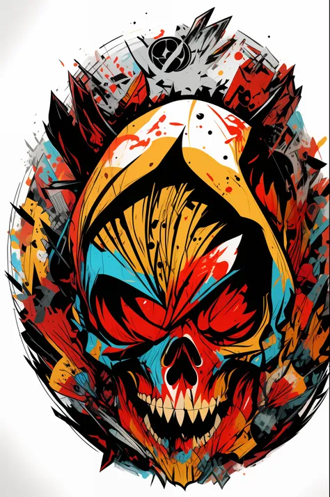 vector t-shirt art ready to print colorful graffiti illustration of a head logo undead pirate, t-shirt design, street wear desig...