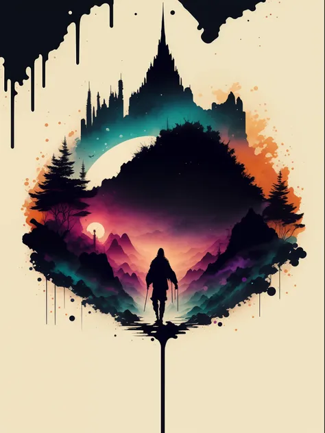 jesus planet earth, 2D t-shirt art, Cyberpunk, epic illustration, vector, 2d illustration, black background, very colorful, full gradient modern colors, Focused, front view