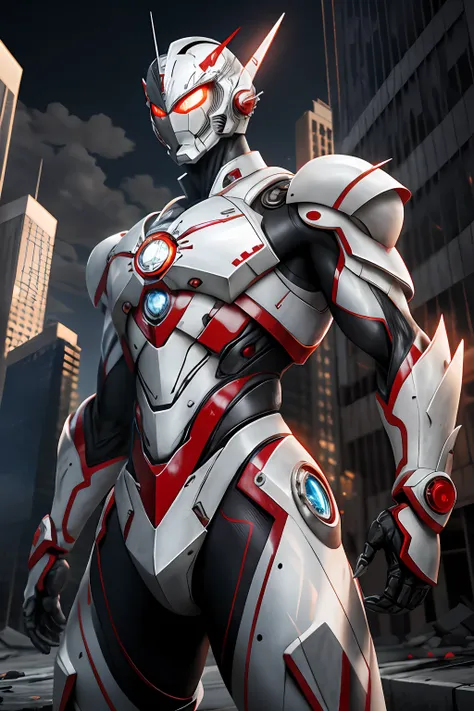 tmasterpiece，best quality at best，a high resolution，realisticlying，the upper part of the body，
1boys，s ultraman，mechultraman，loo...