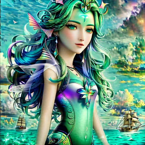 mermaids，the sea，k hd，colored sky，s the perfect face，illustration