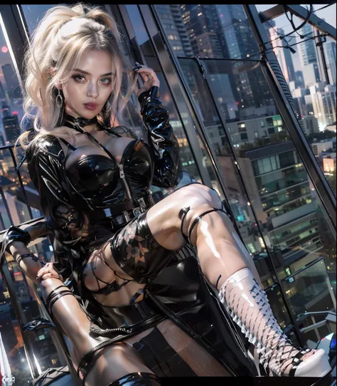 masterpiece,best quality,(medium_boltedontits, gothgirl:1.1),(1girl,pretty_face,looking_at_viewer, embarrassed,,choker,earring, piercing, tattoo, large pubic tattoo),breast_focus,(tall,skinny,thin,thin_waist:1.1),(pelvic_curtain, partially unzipped, reveal...