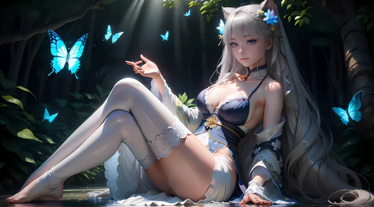Night,The moonlight shines on the woman in the bath towel,The whole person was glowing with moonlight,The side face is reflected in the moonlight,is very beautiful,(Overlooking the perspective),dynamic angle,magicle world,Super meticulous,illustratio,close...