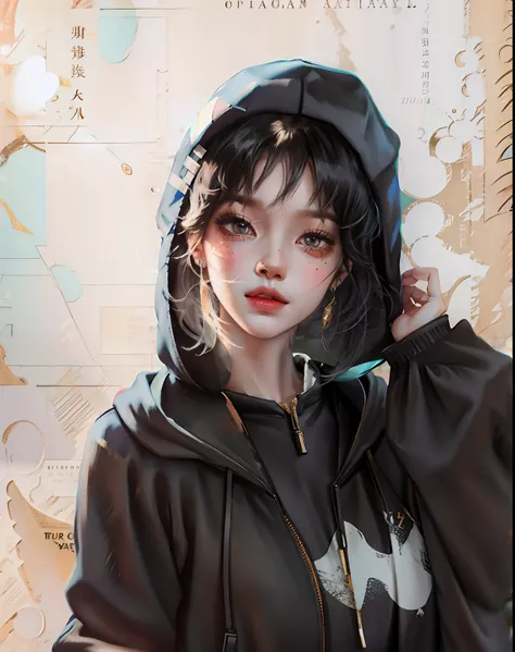 Character,1girl,black hair,short hair,Hoodies