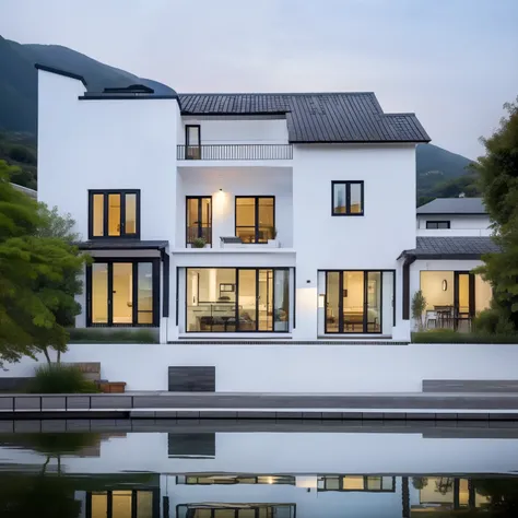 one house,Waterfront,single floor,200 square meters,cafe shop,Internet celebrities check in the waterfront landscape,wooden,White wall,Old objects