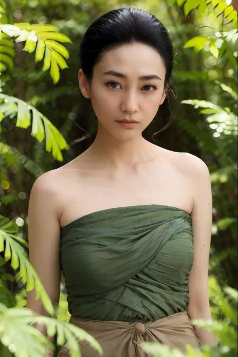 arafed asian woman in green dress posing for photo, wenfei ye, 2 4 year old female model, xintong chen, xuehe, gemma chen, photo...