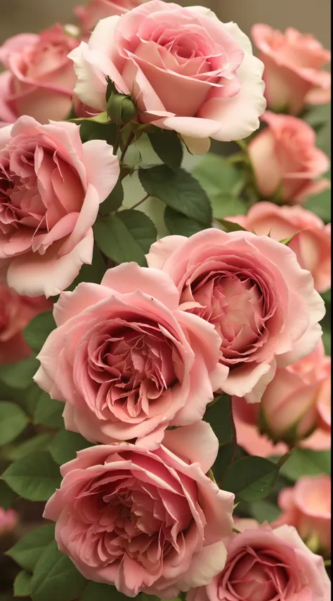 many pink roses grow in the garden, rose-brambles, rosa bonheurn, rozen maiden, rose, rose twining, light pink tonalities, blush...