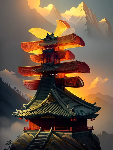 Chinese style buildings in the mountains
(((Masterpiece))), (((Best quality))), ((Ultra-detailed)),(Detailed light),((An extremely delicate and beautiful)),