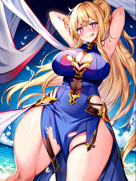 One girl,full bodyesbian, torn cloth, Open legs, hand behind head, Underarms, , Tears, Humiliated, 浴室,Long hair,Heart-shaped pupils, Torn clothes, upper legs,Pathetic,exhibitionism,Clothes open,breasts out