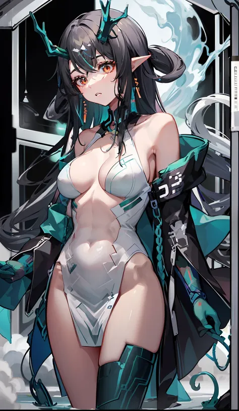 {{{{eye closeds,charging up,eye closeds}}}}Death Robot,Standby,Upright dormancy immersed in water((Masterpiece)), (((Best quality))), ((Ultra-detailed)), ((illustration)), {prosthetic limbs}{{{Lights-out lab}}}{{{The lights-out on the body flashes to indic...