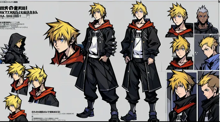 ((masterpiece, highest quality)), detailed face, character sheet, full body, 1boy, blue eyes, blonde hair, brown hair, short hai...