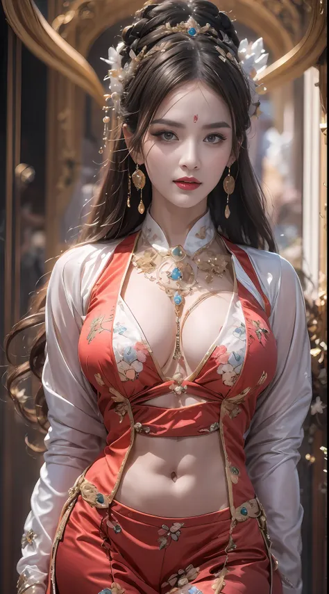 portrait of a young 20-year-old saint, a saint with a beautiful and super cute face,wearing a very thin and sexy ao dai, beautif...