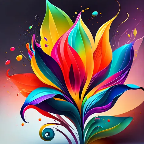 abstract rainbow lily flower, wallpaper, flat design style, splash water, colorful, intricate