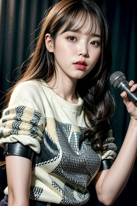 iu, girl, solo, small breasts, (dark hair), close up, (looking at camera), masterpiece, best quality, (photo realistic:1.2)