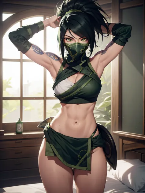 ((best quality)), (highest image quality) (detailed eye description) ((masterpiece)) (((akali)), 1girl, (((league of legends))),...