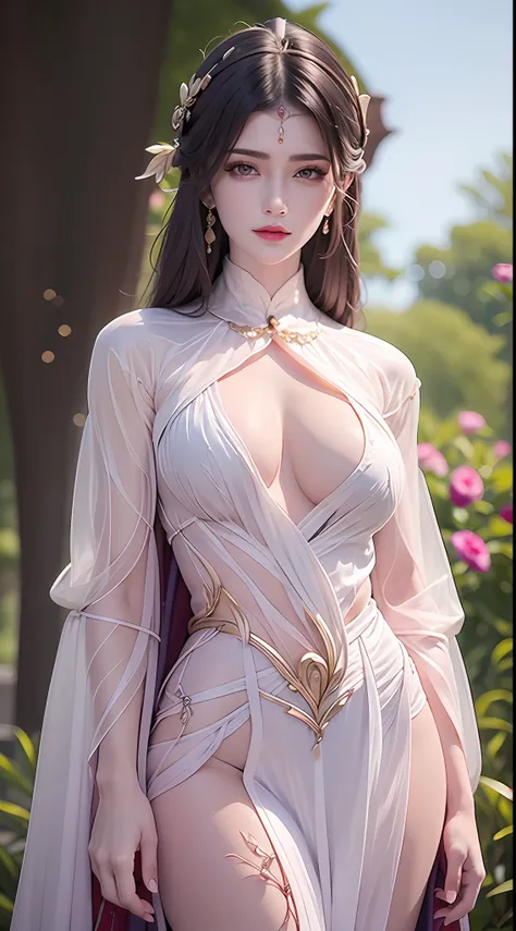 portrait of a young 20-year-old saint, a saint with a beautiful and super cute face,wearing a very thin and sexy ao dai, beautif...