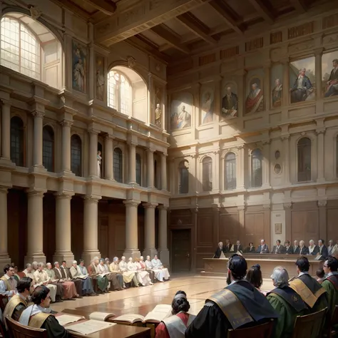 draw a historical scene of a famous university in the eighteenth century, where a distinguished enlightenment philosopher gives ...