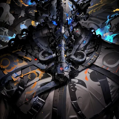 (masterpiece), (best quality), (ultra detailed),(disheveled hair),(illustration)(Golden Ratio:1.2),[(black background:1.4)::10],(delicate detailed), (intricate details), (cinematic light, best quality Backlights), clear line, from below,solo ,perfect bodie...