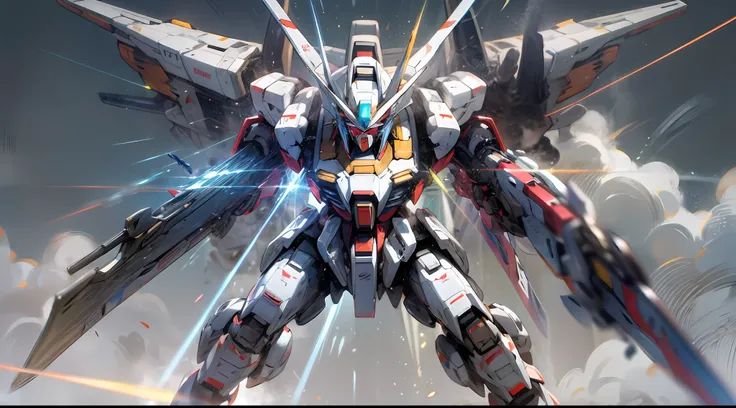 Super real,Boy mech,full bodyesbian,Full body mecha,Dragon head mech,Lifelike,combat state,battleground background,Laser cannon,Laser sword,Blue eyes,A detailed,in mecha style,Gundam Warrior,Japanese anime,battleground background,wallpaper hd,8K,mecha